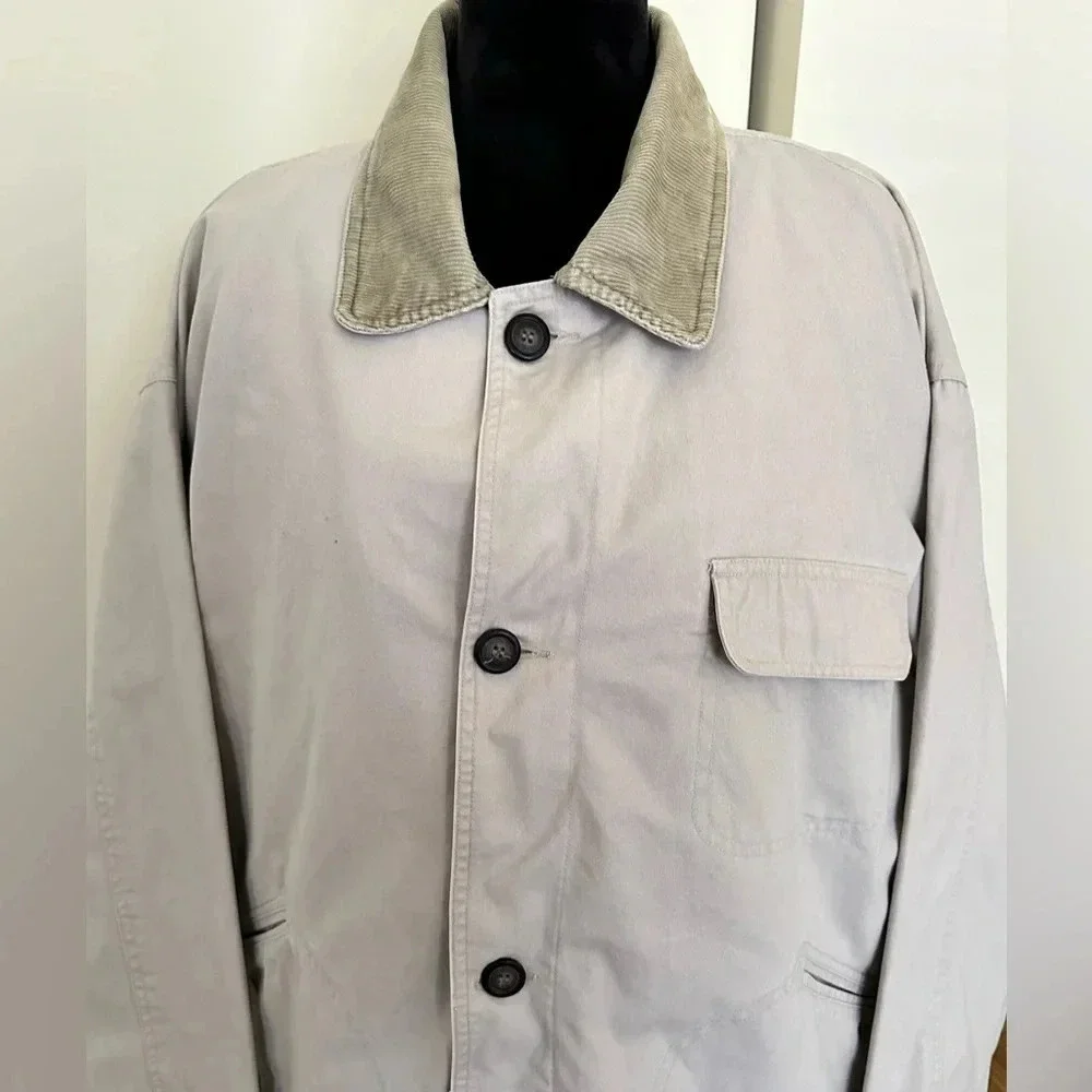 North Bay Mens Chore Barn Coat Corduroy Collar Detachable Liner Size Large